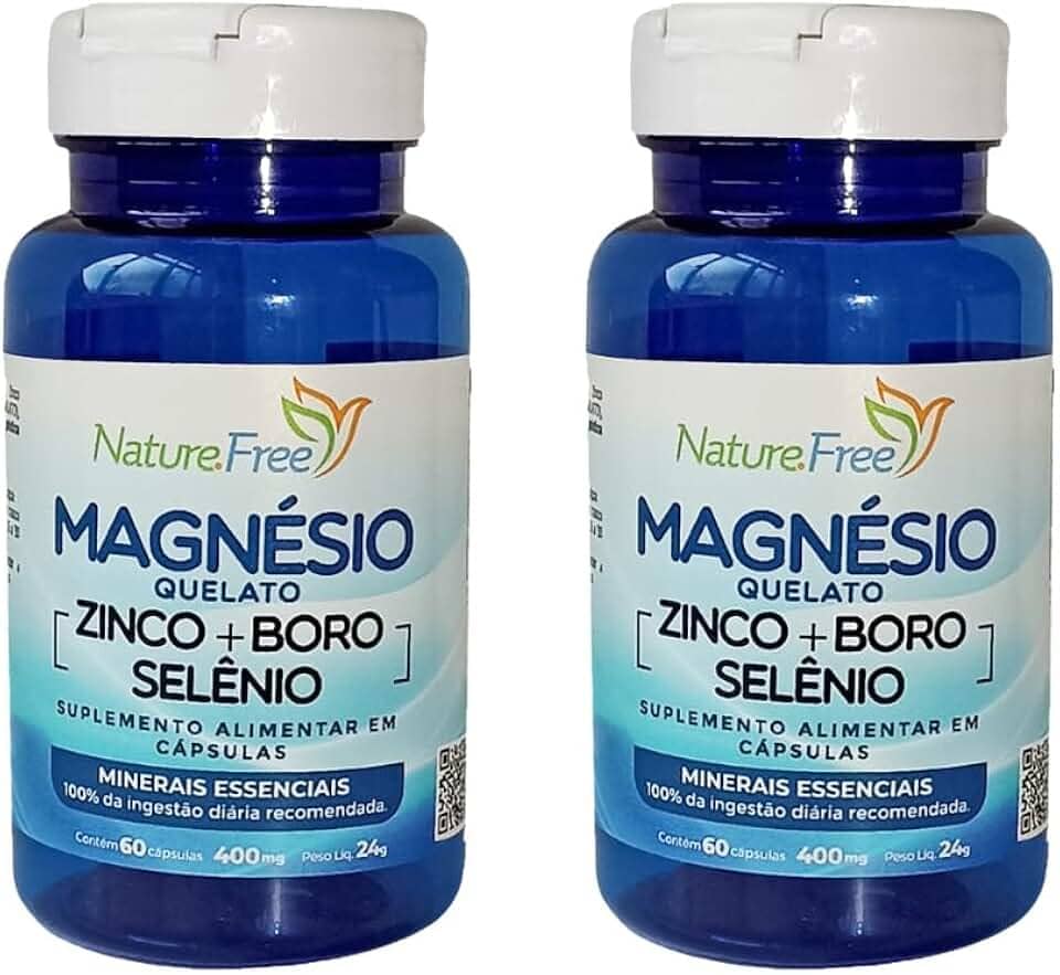 Kit 2 Magnésio Quelato Zinco + Boro + Selênio 60 Cápsulas