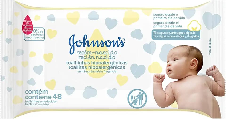 Lenços Umedecidos JOHNSON'S® Baby Recém Nascido, 48 unidades