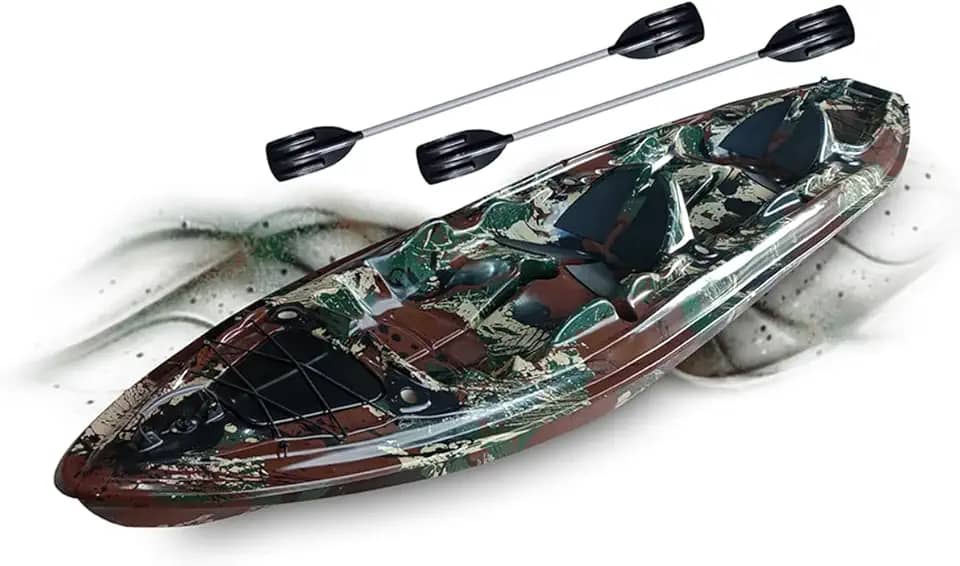 Caiaque Duplo De Pesca Modelo K2 Pró Fibra 2 Lugares + Remos