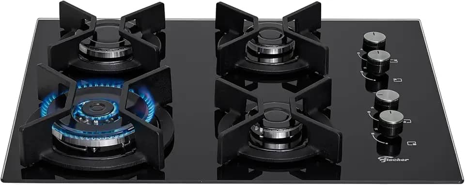 FISCHER COOKTOP À GÁS 4 BOCAS TRIPLA CHAMA INFINITY MESA VIDRO PRETO BIVOLT - 26297-57076
