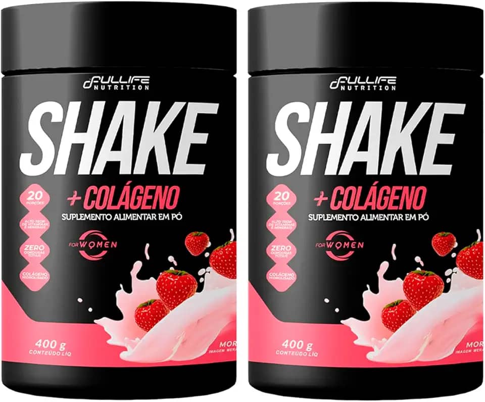 Shake Substituto de Refeição Com Colágeno Fullife 400g 2 Unidades (400g, Morango)