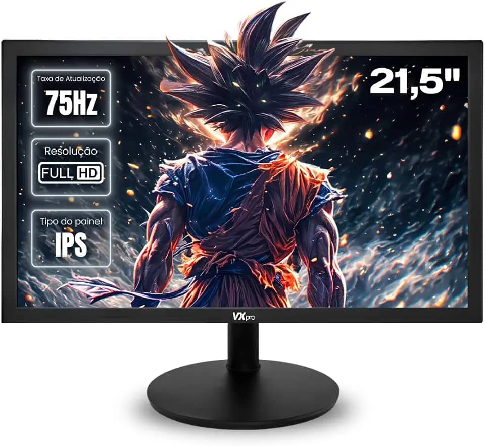 Monitor Gamer Led 21,5″ Full HD 1080p 75Hz IPS HDMI VGA 5ms VESA 75×75 Borda Fina – Escritório, Estudo e Jogos Casuais