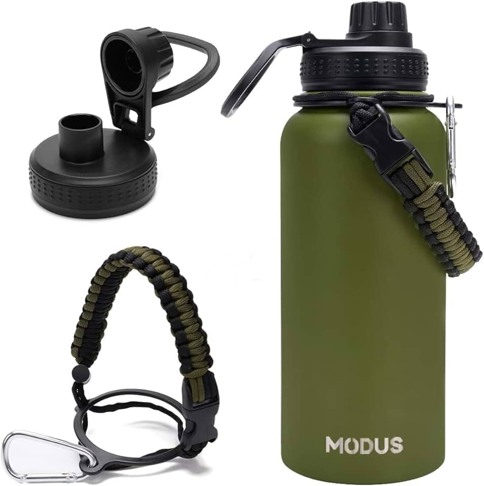 Garrafa Térmica De Água Isolada 1000ml Quente & Frio De Aço Inox Com Alça (Verde)