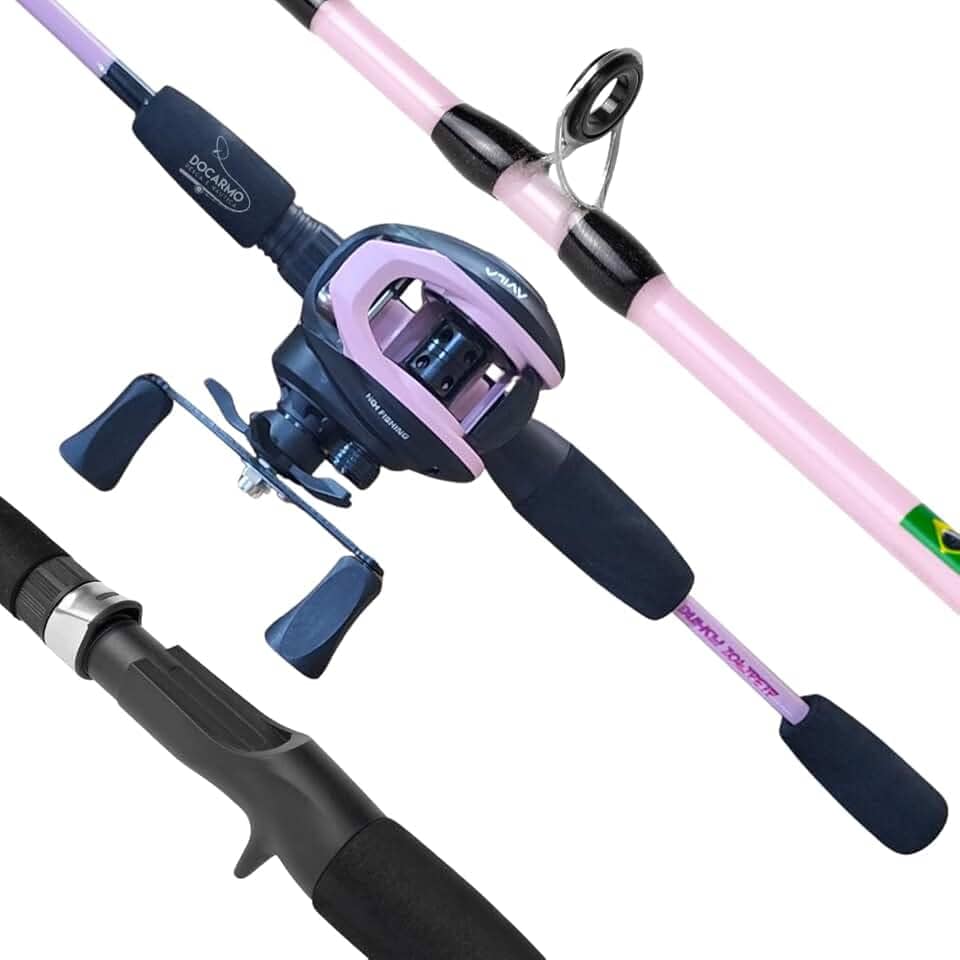 Kit de Pesca Albatroz Rosa Vara Kara 15lb + Carretilha 3 Rolamentos Ávila