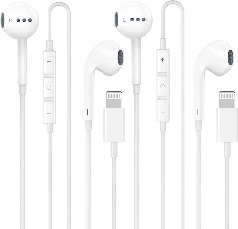 Pacote com 2 fones de ouvido com fio para iPhone/fones de ouvido com microfone integrado e controle de volume fones de ouvido com redução de Nosie compatíveis com iPhone 14 13 12 11 Pro Max XS XR X 8