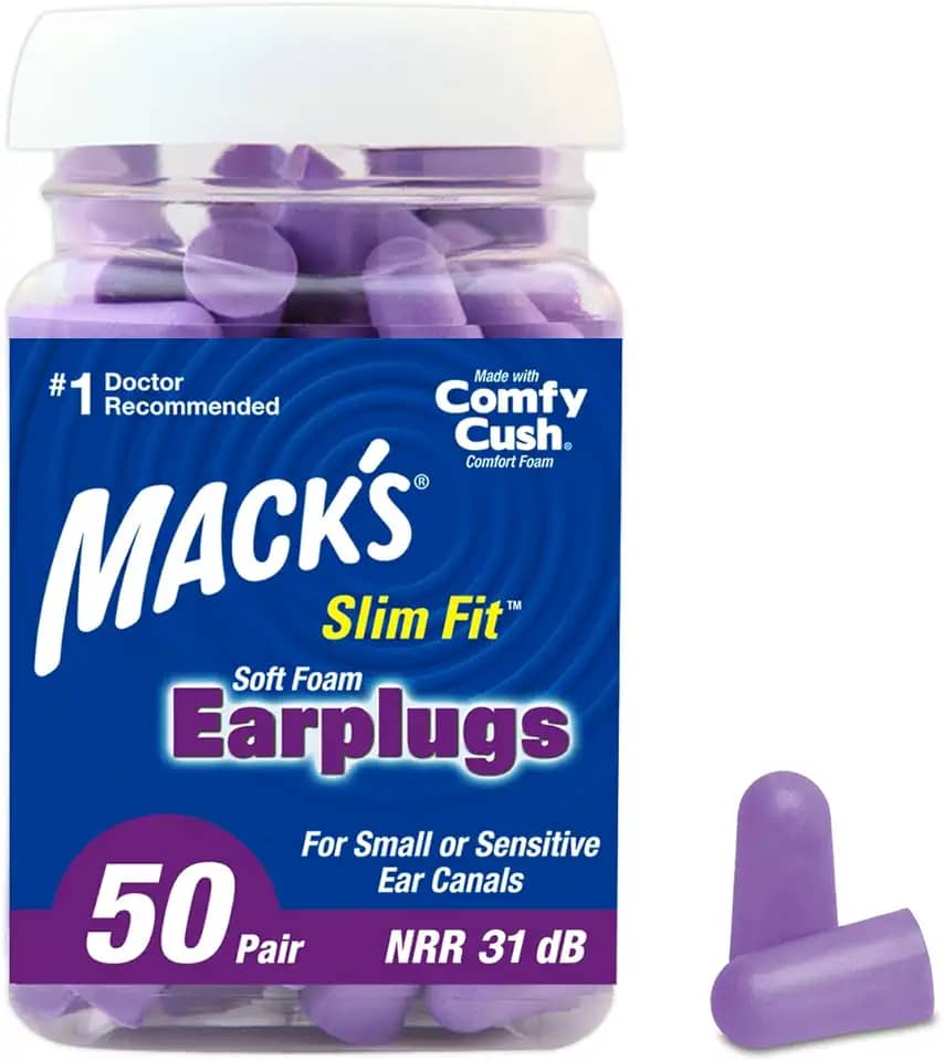 Mack's Tampões de ouvido de espuma macia de ajuste fino, 50 pares - tampões de ouvido pequenos para dormir, ronco, viagens, shows, esportes de tiro e ferramentas elétricas | Feito nos EUA
