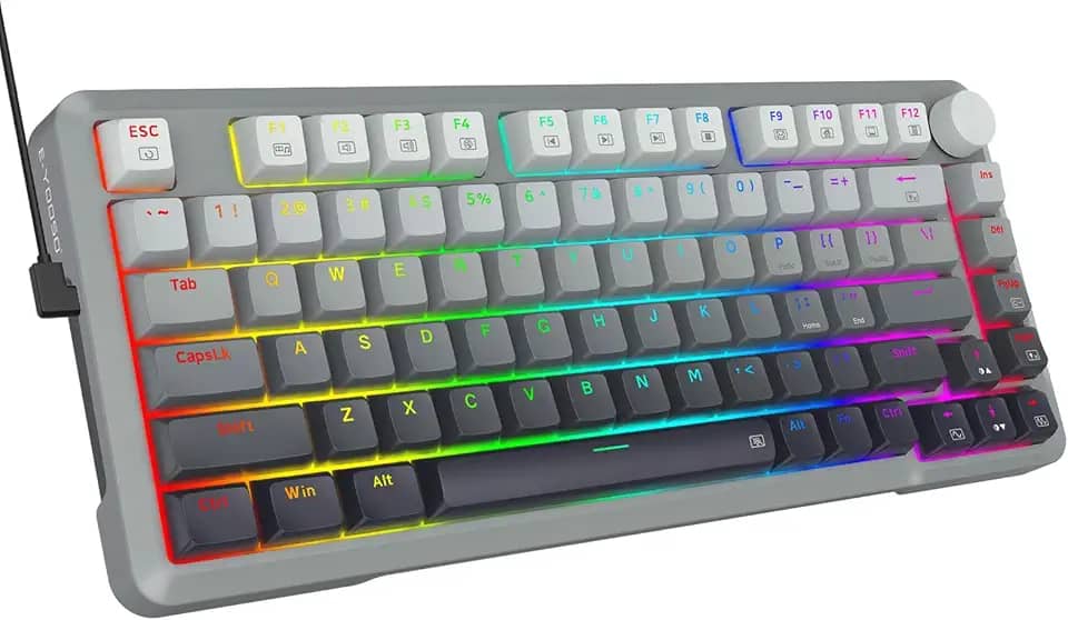 Teclado para jogos de gatilho rápido, interruptor magnético de efeito Hall, acionamento ajustável, taxa de pesquisa de 8 K, botão de volume, retroiluminação RGB, teclas PBT, 75% compacto com fio para