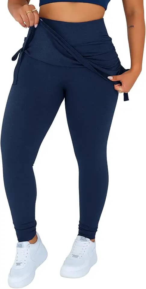 Calça legging Com Saia Plus Size para academia Legging tapa bumbum com saia repuxada legue para academia G1, G2 e G3 - Bella Net