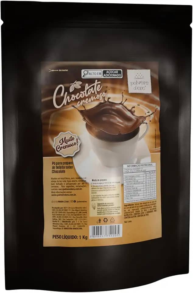 Chocolate Quente Cremoso Sabor Intenso de Cacau Belga e Leite, 1kg