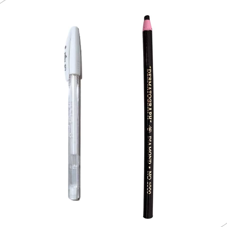 Lápis Dermatográfico + Caneta de Gel Branca Design de Sobrancelhas Profissional