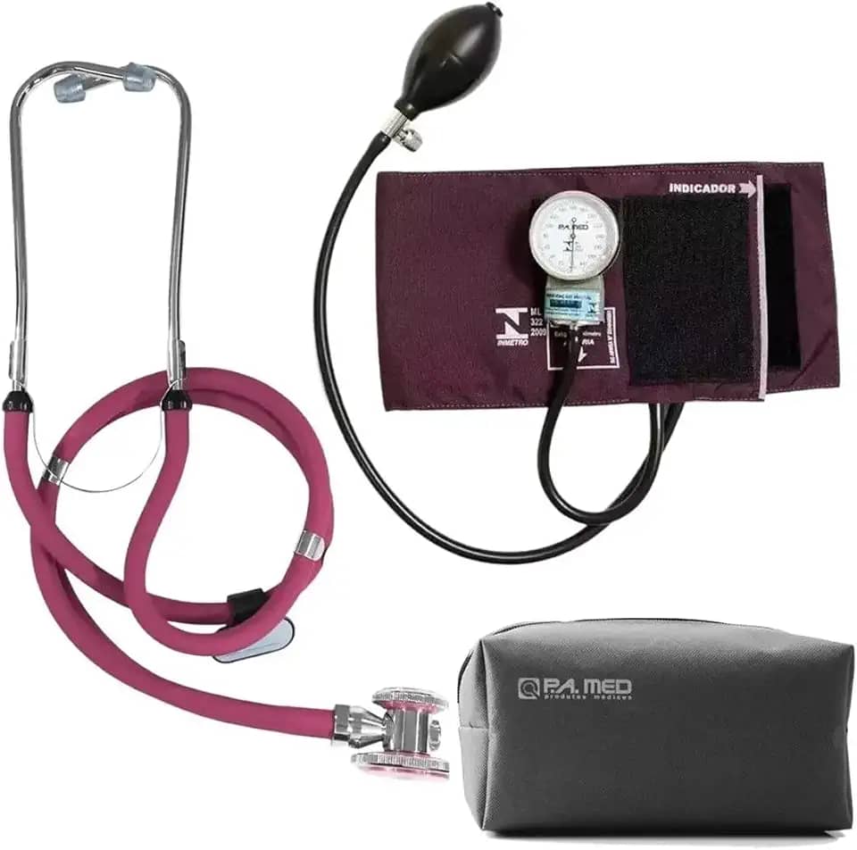 Aparelho De Pressao Esfigmomanometro Estetoscopio Pa Med (Vinho)