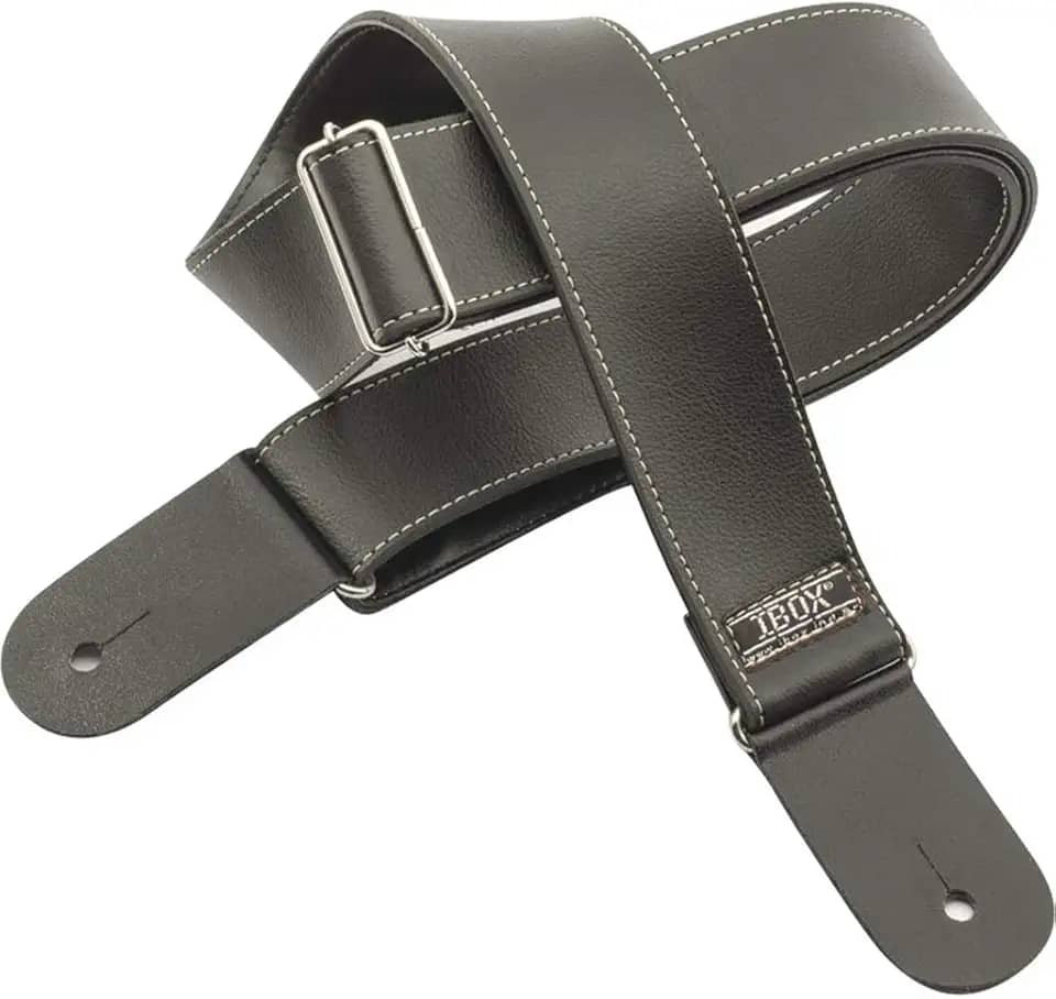 Correias P/INSTR.CORDAS C/PONTEIRAS COURO DUPLO- LINHA SUPREME (Preto bordado)