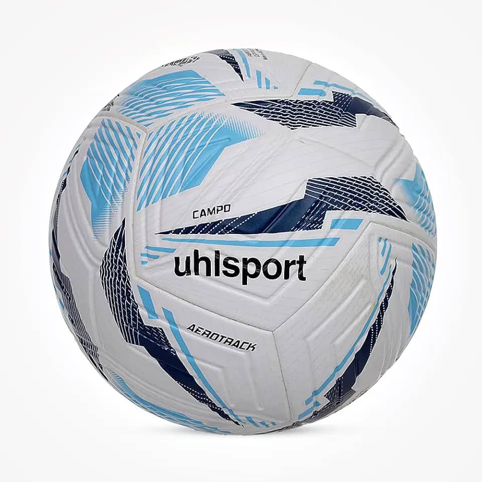 Bola de Futebol Campo Uhlsport Aerotrack Branco/Azul Tamanho 5