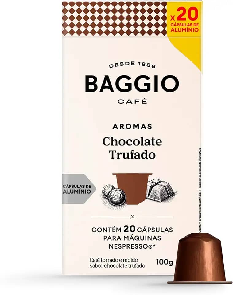 Cápsulas de Café Baggio Café Aroma Chocolate Trufado, compatível com Nespresso, contém 20 cápsulas