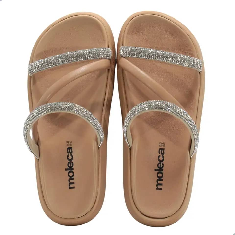 Chinelo Flatform Tira Tripla Multi Preto Moleca 5469.121