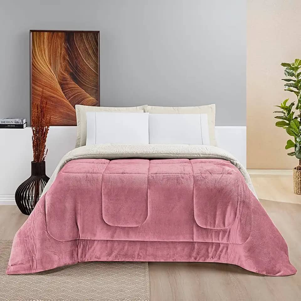 Cobertores KING size FOFÃO Gigante Lã Manta Cobertas Sherpa Edredom Grosso Coberdrom frio intenso (Rose)