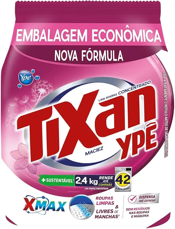 Ypê Lava Roupas em Pó Tixan Maciez Sachê 2,4Kg