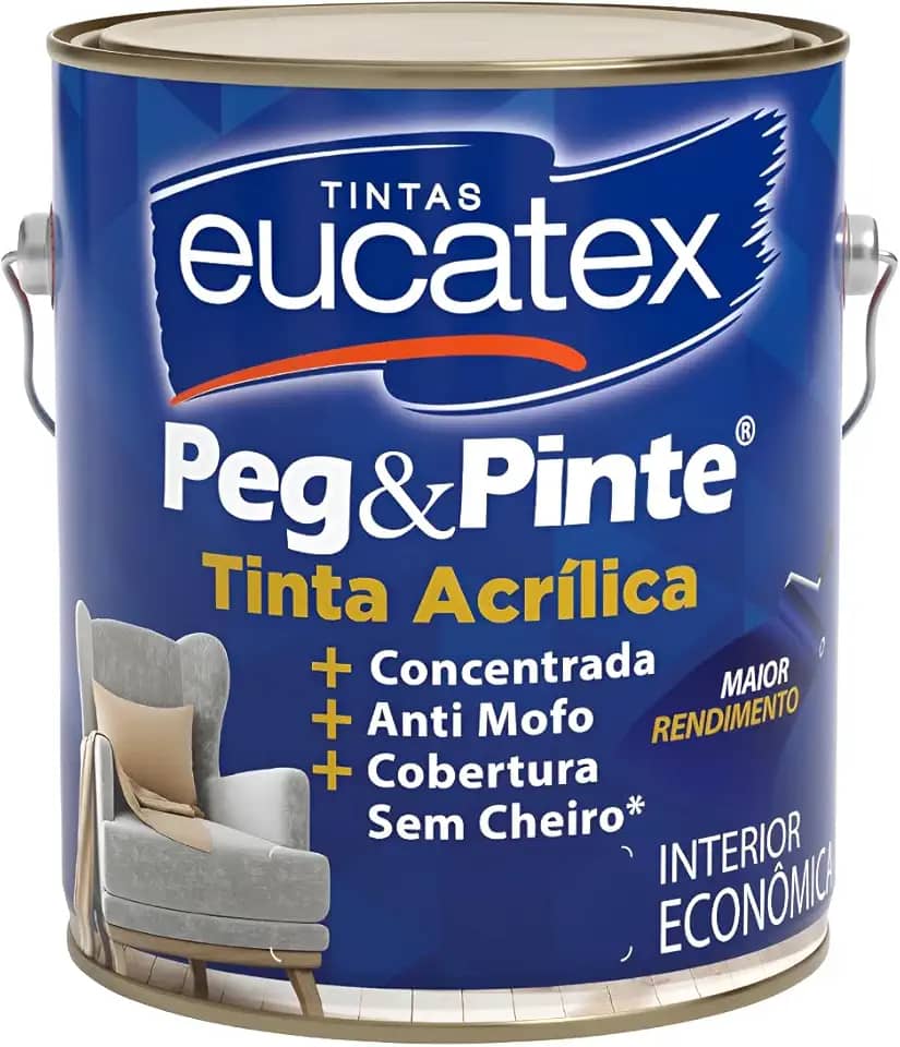 Tinta Acrílica Eucatex Peg & Pinte 3,6 Litros Fosco (Azul Navegante)