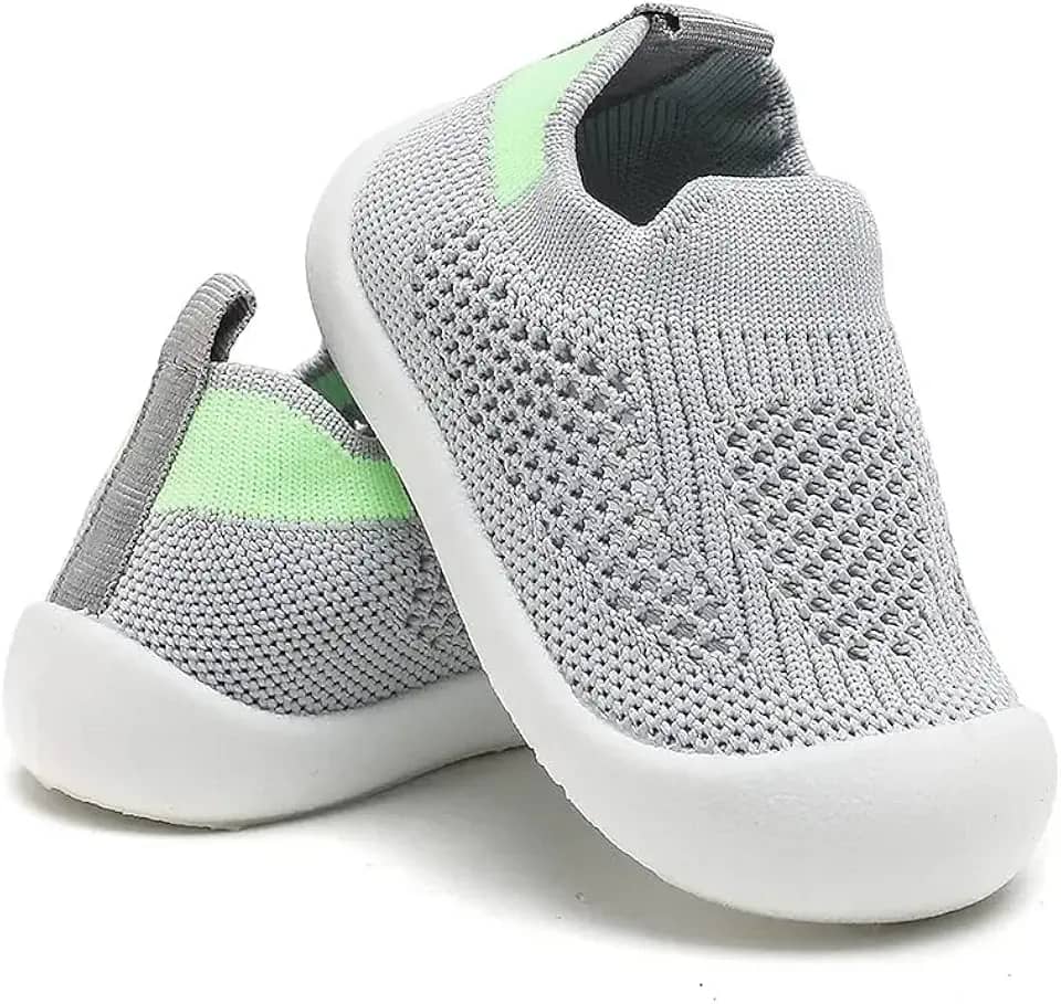 Tênis Sapatinho Meia Infantil Antiderrapante para Primeiros Passos, Bebê 0-36 Meses, Malha Flexível, Ultra Leve 28g, Unissex, Cinza, Azul, Amarelo ou Rosa