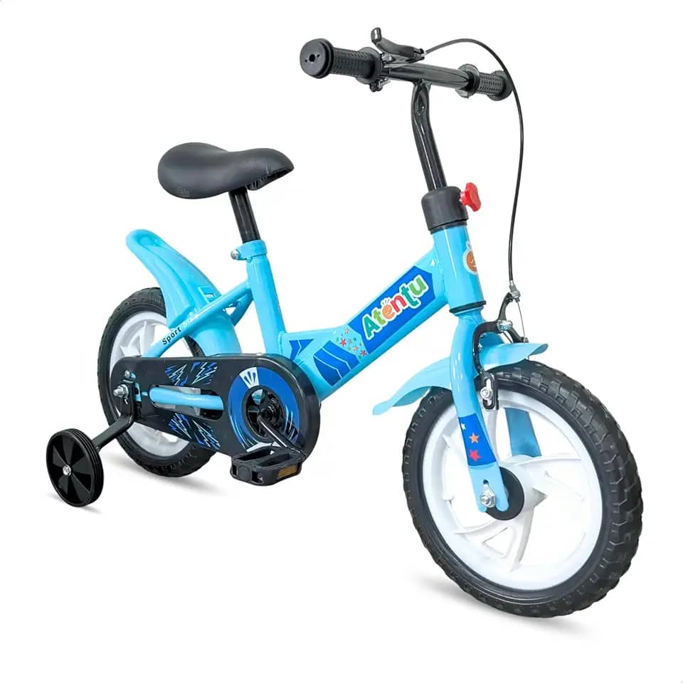 Bicicleta Infantil Aro 12 com Pedal e Rodinhas de Apoio para Menino e Menina, Modelo Educativo, Confortável e Seguro para Primeiros Passeios