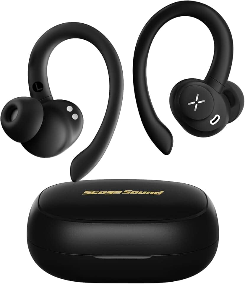 Fones de Ouvido Sem Fio Esportivos Bluetooth 5.4, Intra-auricular SportFree com Gancho, 30h de Bateria, IPX5 à Prova de Água, Estéreo HiFi, Design LED Display e Controles Toque para Corrida Academia