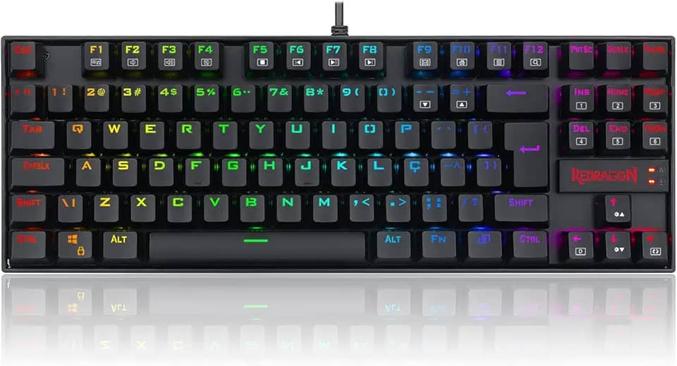Teclado Magnético Gamer Redragon Kumara PRO K552RGB USB RGB Preto Switch Marrom