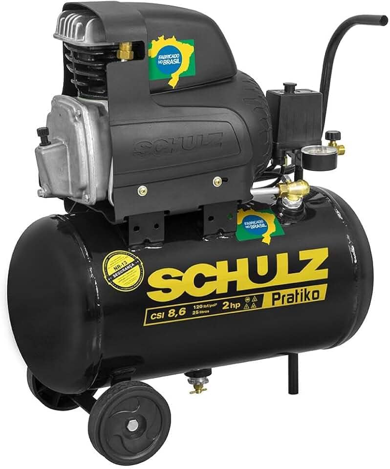SCHULZ Compressor de Ar de Pistão 2,0 HP 25 Litros 8,6 Pés Pratiko CSI 8,6|25