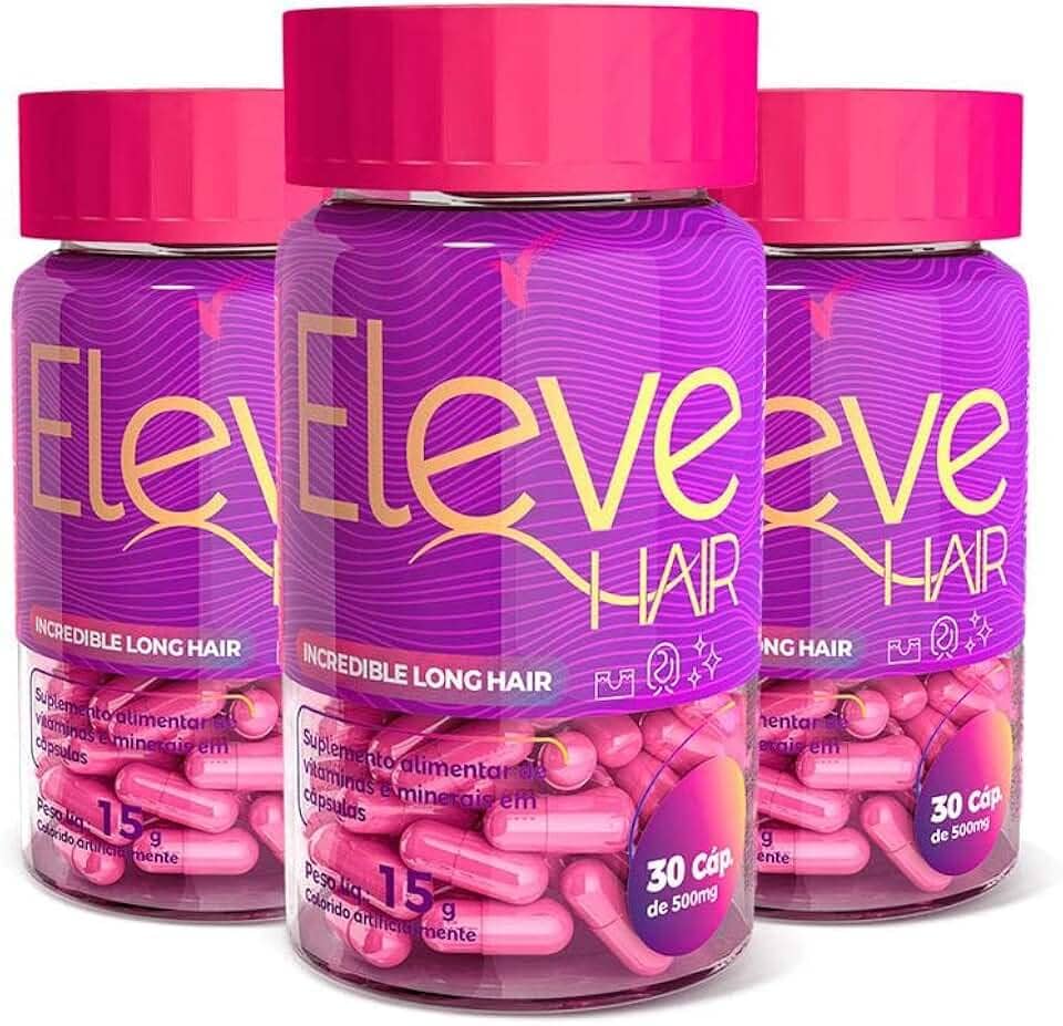 Kit 3 Vitaminas P/Cabelos e Unhas 90 Caps Eleve Hair
