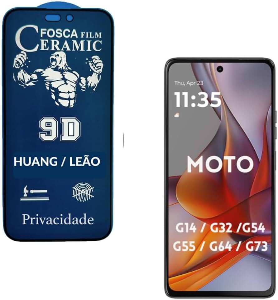 Película Cerâmica Fosca Privacidade MOTO G14 / G32 / G54 / 64 / G73 /G85,Proteção Total, Anti-Riscos, Anti Espião e Não Deixa Marca De Dedo na Tela.