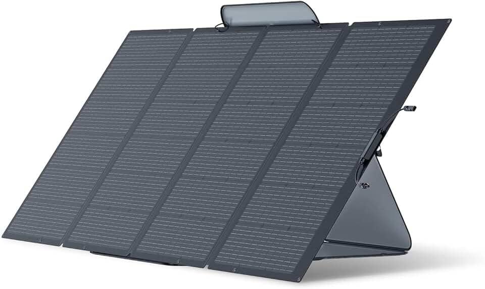 EF ECOFLOW Painel solar portátil de 400 W, dobrável e durável, completo com uma capa de suporte ajustável, IP68 à prova d'água para aventuras ao ar livre