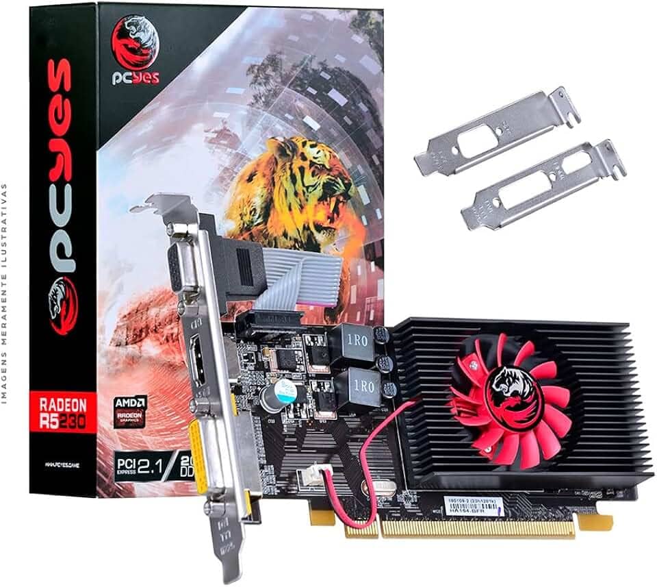 GPU R5 230 2GB DDR3 64 BITS LOW PROFILE – PA230DR364LP PCYES, Cor: Preto