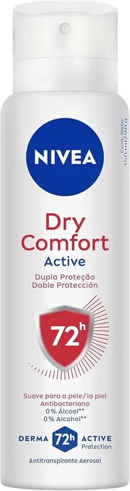 NIVEA Desodorante Antitranspirante Aerossol Dry Comfort 150ml - Proteção prolongada de 72h, dupla proteção com ativos antitranspirantes, sensação de axilas secas e frescas