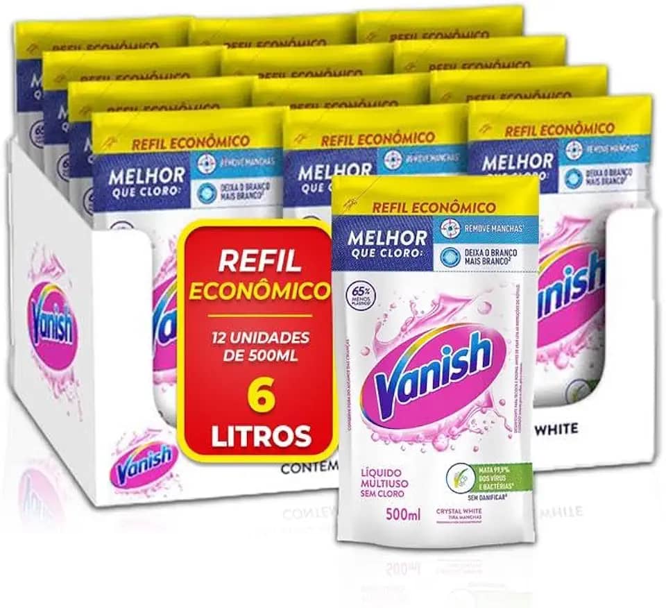 Vanish Tira Manchas Liquido para roupas brancas embalagem econômica 6 litros