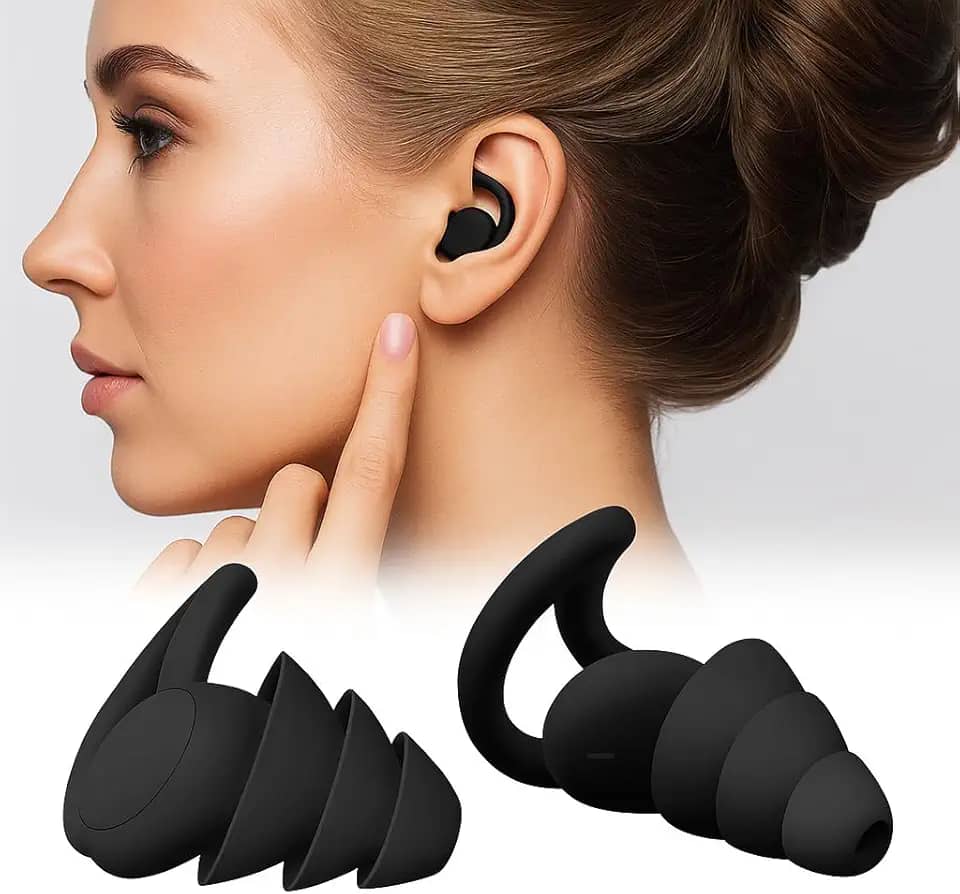 Protetor Auricular, Antirruido, 2 Pares com Caixinha Acrilica, Design Ergonômico, Material Silicone Macio e Reutilizável, Ideal para Dormir, Natacao, Trabalho