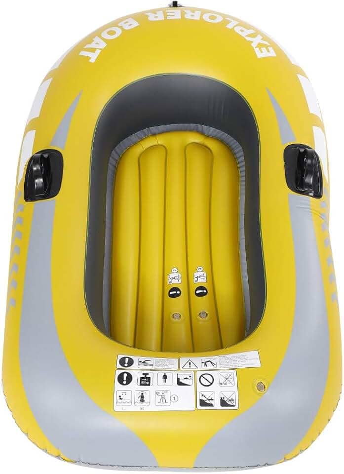 Barco inflável de pvc com duas montagens de remo, caiaque inflável resistente de 0.3mm para 1 pessoa, barco de ar a remo para pesca