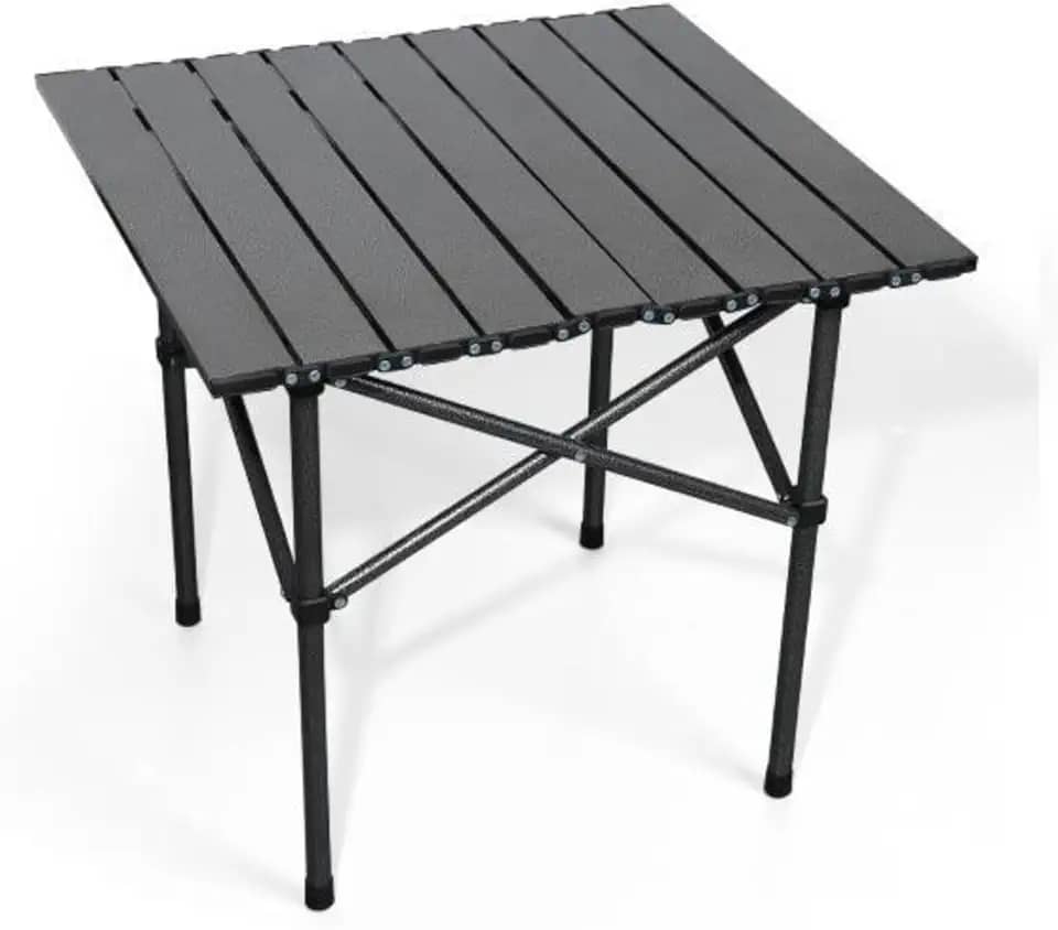 Mesa Dobrável de Camping Portátil em Alumínio – Compacta, Leve e Resistente, com Bolsa de Transporte | Ideal para Piquenique, Praia, Viagens e Trilhas – Espaço para 4 Pessoas (Preto)