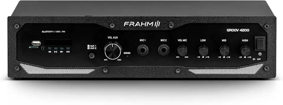 Amplificador Receiver Profissional 400W, Bluetooth, FM, USB, Classe D, 2 Canais GR 4200 Frahm - 32317