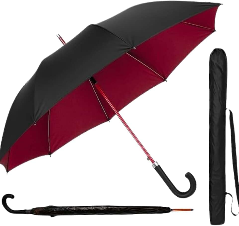 Guarda Chuva Automático Grande | Reforçado Repelente à Água, Fibra de Vidro Flexivel Tecido Resistente, Proteção UV 100%, Para 2 Pessoas-IT