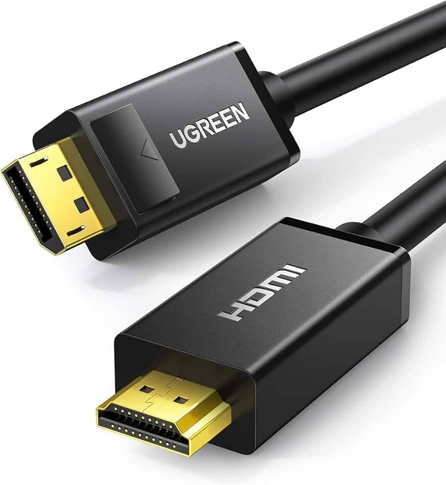 UGREEN Displayport 4K para cabo HDMI 1080P 120Hz, 2K 60Hz DP unidirecional para cabo HDMI Display Port para conector HDMI Cabo passivo de exibição de vídeo Compatível com Dell, GPU, AMD, 1 metros