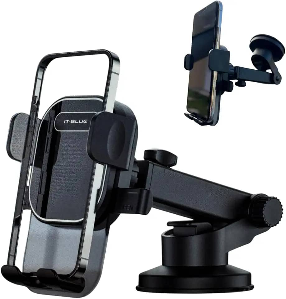 Suporte Celular para Carro, 360°, Antivibração, Antiqueda, Fixação Firme no Vidro e Painel Veicular Automotivo Universal, Compativel com todos os Celulares Apple iPhone Samsung Galaxy - Premium