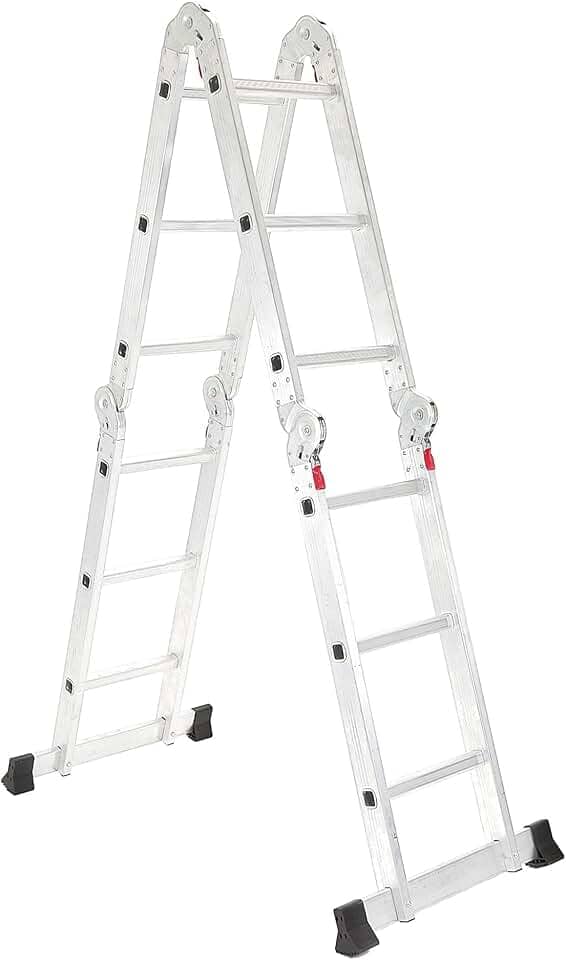 Escada Articulada Multifuncional 4x3 Alumínio 12 Degraus 3,32m Gardenlife