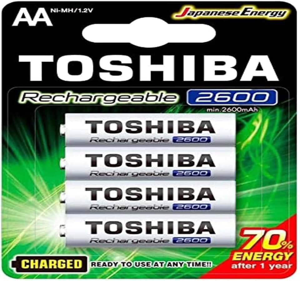 Pilha Recarregável AA 1,2V 2600mAh TNH6GAE TOSHIBA (Cartela com 4 unid.)