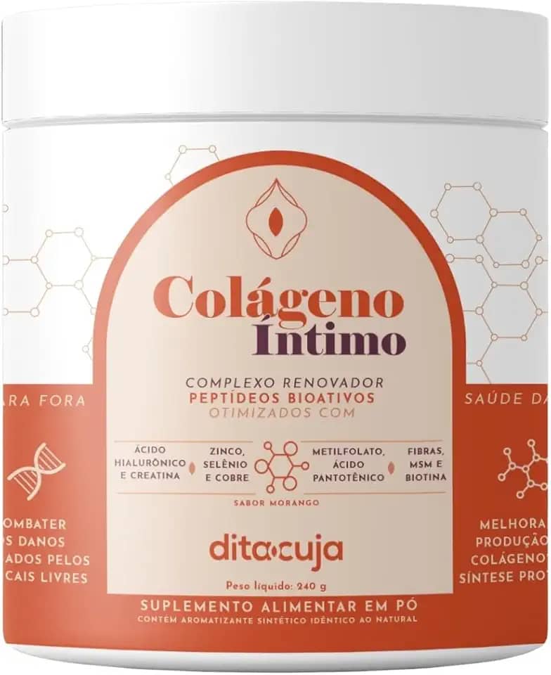 Dita Cuja Colágeno Íntimo, Suplemento em Pó com Creatina, Ácido Hialurônico e MSM, 20 Doses, para Saúde Íntima