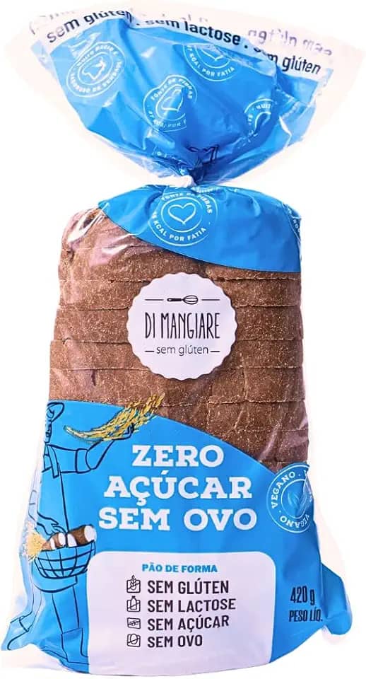 Pão Zero Açúcar 420g, Sem Glúten, Sem Leite, Vegano e de baixo valor calórico