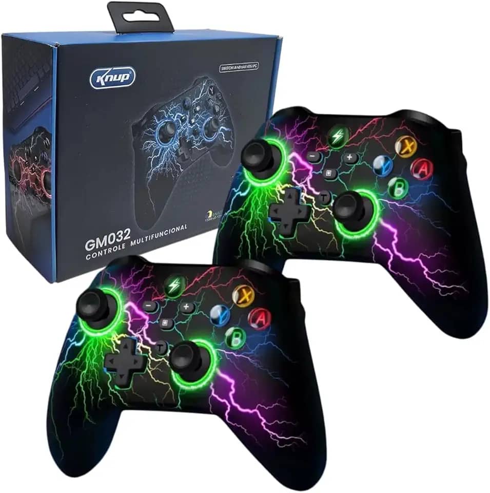 Combo kit com 2 Controle Gamepad Joystick Com Bluetooth Wireless Sem fio Compatível Com Para Celular Android ou iOS Smart TV Samsung Tablet ou PC Computador I Controle KP-GM032 para Jogos Mobile de Smartphone com Suporte a Cloud Gaming Xbox Game