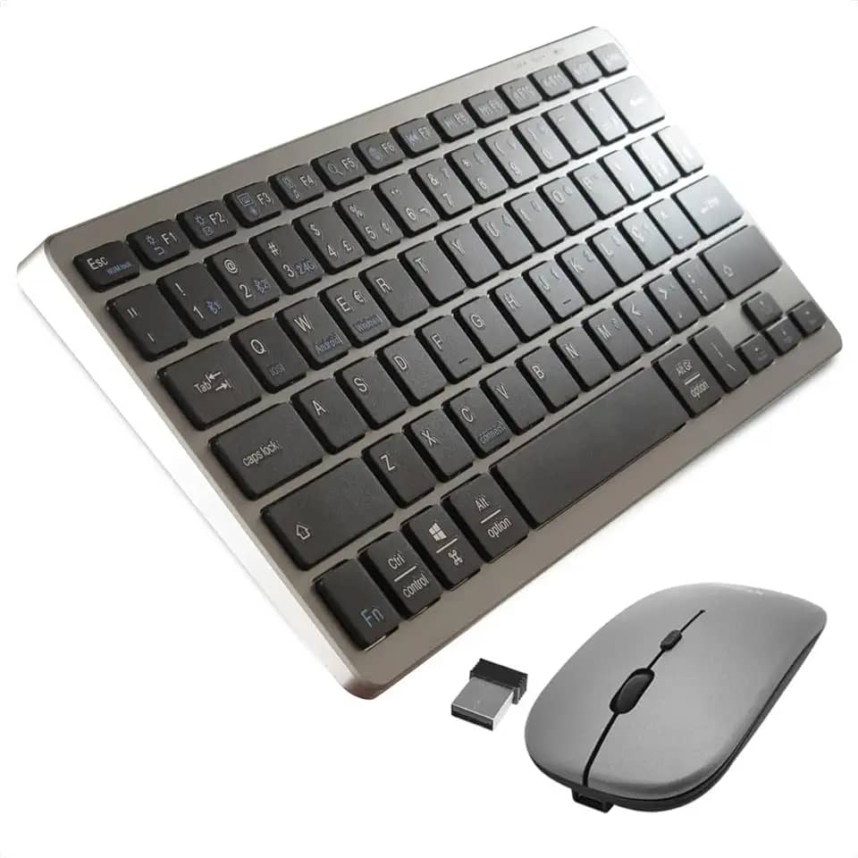 Teclado e Mouse Sem Fio Bluetooth Recarregável ABNT2 - Padrão Wireless para Celular, Notebook, iPad e Tablet - Ideal para Escritório