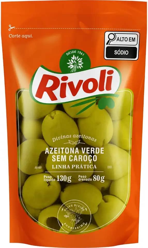 Rivoli Azeitona Verde Em Conserva Sem Caroço Sachê 80G