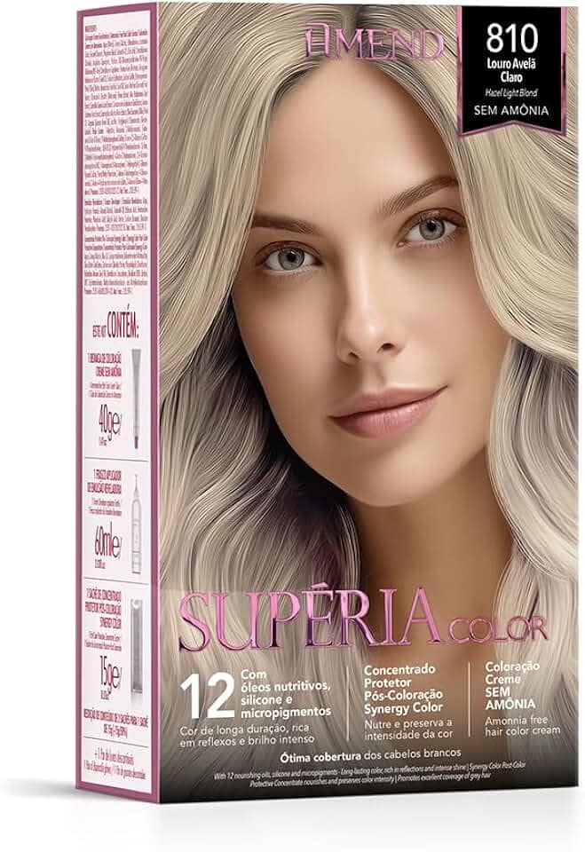 Louro Avela Claro, Supéria Color Coloração Creme sem Amônia, Amend, Amend