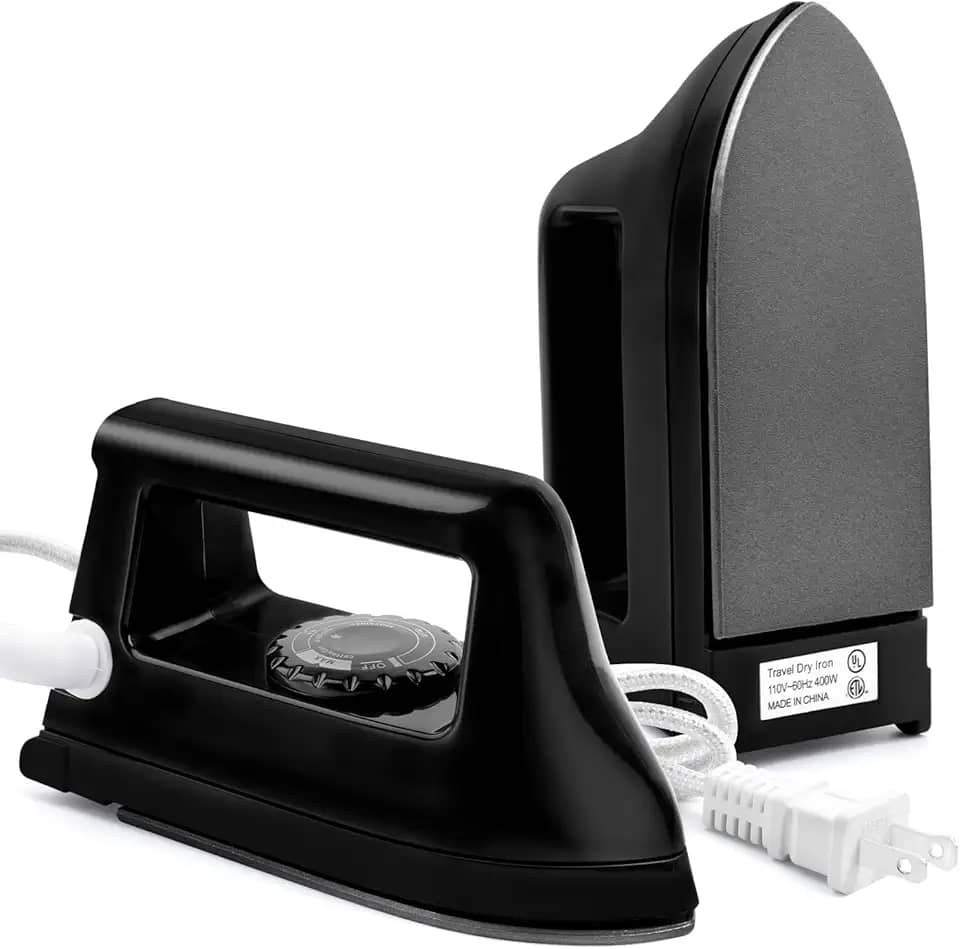 Hommtina Mini Ferro De Passar Roupas, Pequena Máquina Prensa Térmica Elétrica Para Viagem, Camisetas, Artesanato, Faculdade Doméstica Portátil (Preto)