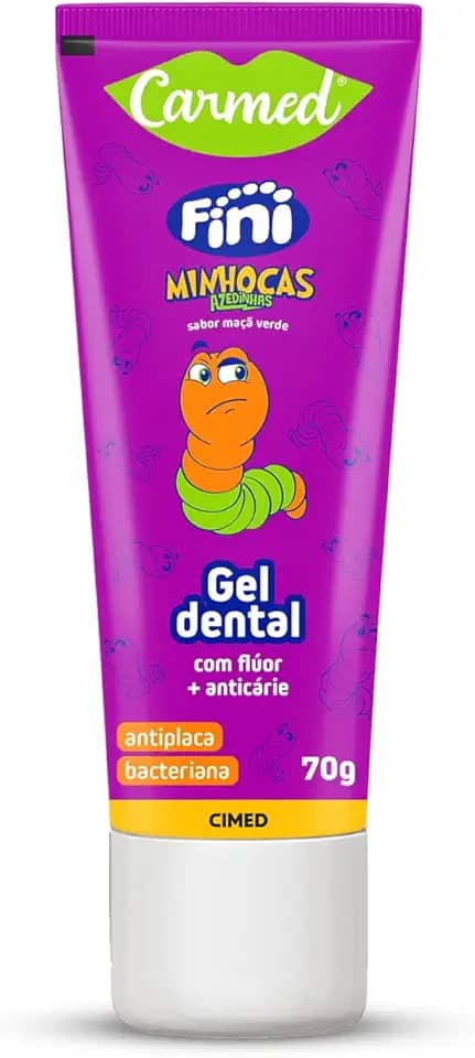 Carmed Fini Minhocas Gel Dental com Flúor Sabor Maçã Verde 70g